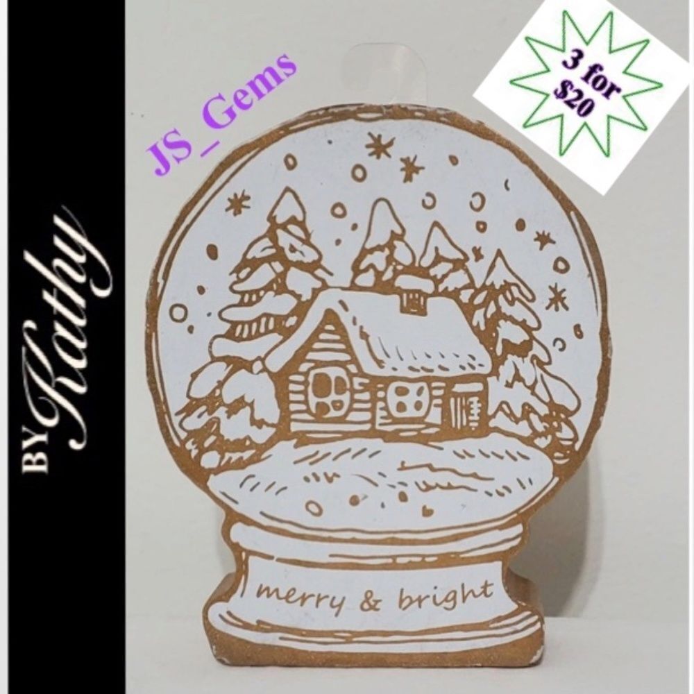 New Home Chunky Wood Snow Cabin Sitter Décor